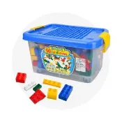 【888ezgo】ST台灣製幼兒大塊益智積木（300PCS滑輪桶裝收納組）（品質佳與樂高得寶積木相容）
