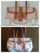 COACH 蔻驰 牛皮+緹花布 皮帶扣 大 肩背包 手提包 側背包 二手真品 賣場有Chanel LV