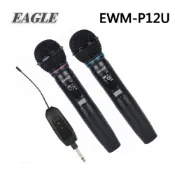 公司貨 金屬材質【EAGLE】UHF一對二自動對頻高音質雙頻無線麥克風組 EWM-P12U 可多組並用 老師教學用無線麥