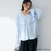 〈Green Parks〉甜美大荷葉綁帶長版襯衫