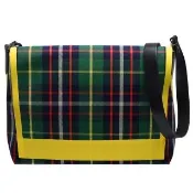 【BURBERRY 巴寶莉】經典彩色戰馬格紋小牛皮飾邊翻蓋肩/斜背信差包(森林綠40696951-FOREST GREEN)