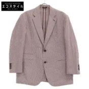 【DOKODEMO】愛馬仕 [成色極佳/國內正品] G19821 格紋泡泡紗真絲混紡雙扣修身西裝外套，尺寸 54 [二手]