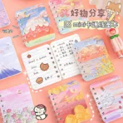 【本物研究所🎨】✨臺灣-出貨✨高顔值小本子A7綫圈本卡通橫綫本便攜迷你記事本國小生日記本文具 ins