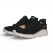 (店+)【SKECHERS】SKECHERS 休閒鞋 BOBS SQUAD CHAOS 黑 寬楦 瞬穿 免鞋帶 健走鞋 女 117497WBKGD