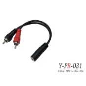 Stander Y-PR-031 3.5mm 立體聲母頭 轉 RCA  左右公頭 音源訊號分接線 [唐尼樂器]