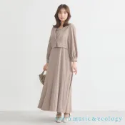earth music&ecology 【SET ITEM】格紋緹花襯衫外套+高腰吊帶洋裝(1N43L0H0400)