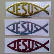 ☆十架之愛☆【全新】魚形耶穌JESUS 軟塑膠車貼 萬用貼 隨意貼 基督福音商品