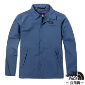 The North Face 男款 防潑水襯衫領防風教練外套_藍色