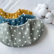 雪玉點點 五色 小圓兜 手工六層紗 圓形兜 口水巾 圍兜 平安符袋