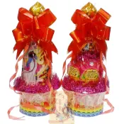 壽桃塔 迷你壽桃塔 生日祝壽塔 餅乾祝壽塔 壽桃塔材料 太子爺祝壽塔 壽桃壽麵塔 祝壽香塔 麵線豬羊 造型龍柱 交換禮物