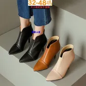 *☆╮弄裏人佳 大尺碼鞋店~ 韓版 32-48 歐美風 簡約設計 性感尖頭 顯瘦 高跟 短靴 踝靴 馬丁靴 CX-5三色