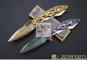 紮花骷髏頭軸承快開折刀 折刀 戶外刀具 獵刀 戶外刀 叢林刀　 　生存游戲