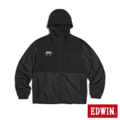 EDWIN 男款 撞色防潑水連帽風衣外套(黑色)