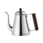 【Kalita】不鏽鋼原木手把波紋細口壺-1000ml(鶴嘴手沖壺)