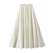(店+)【巴黎精品】KC精品 現貨+預購 女A字長裙雪紡長裙半身裙大碼洋裝透氣休閒大尺碼女裝(高腰垂感寬鬆休閒大擺女裙子5色n1jd49)