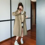 現貨+預購 風衣外套中長版大衣-連帽寬鬆顯瘦純色女外套74dd42【獨家進口】【米蘭精品】