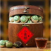免運❤零嘴正宗新會小青柑普洱茶陳皮宮廷柑普茶橘子茶葉熟茶木桶禮盒裝500g603