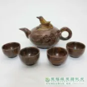 協貿國際日用品生活3館 天然女媧石茶具 五彩竹葉青茶壺 玉石喜上眉梢壺 禮品套盒