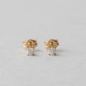 【ete】K18 經典單鑽爪鑲鑽石耳環-0.10ct(金色 玫瑰金色)