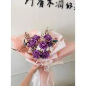 (店+)【紫戀微光 | 紫色永生花束】生日禮物/情人節送禮/居家擺飾/永生花/乾燥花/畢業花/永生花束/乾燥花束