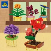 全球選品1館 生活百貨 開智積木花語系列海棠杜鵑花君子蘭組裝模型擺件兒童拼裝玩具禮物