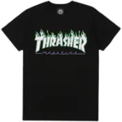  美國Thrasher小丑火焰圓領短袖小丑配色方案綠紫印花Oversize街頭T恤男女091