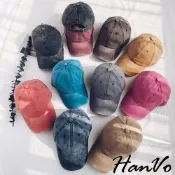 【HanVo】復古老帽鴨舌帽水洗刷舊 素色運動風棒球帽 刺繡帽子男女學生簡約防曬帽 C01-8105/C01-8115
