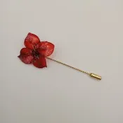 西裝胸針 紅仙丹花 水晶花
