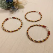 Pei accessories 佩配 五色線 五行手環 寶寶彌月禮 避邪手鍊 周歲禮 蠶絲蠟線 純銀 五色蠟線 五行蠟線