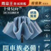 雨傘王 商城旗艦 | 十骨 反向傘 超抗風 23吋 自動傘 折疊傘 防潑水 反光邊條  BigPurple超值款無維修