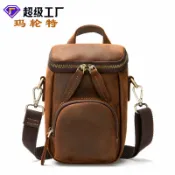 全球選品1館 生活百貨 單肩包 肩背包 側背包 瘋馬皮 頭層牛皮 真皮 手工 復古 商務 休閒 男用