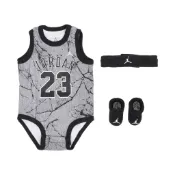 Nike 包屁衣 Jordan 禮盒 三件組 嬰幼兒 嬰兒 彌月禮 黑 灰 [ACS] JD2433029NB-002