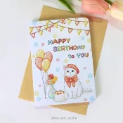 貓貓生日卡 對折卡片 附信封袋 貓咪 插畫 可愛 生日快樂 生日卡