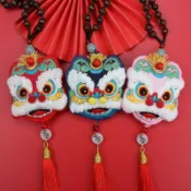 協貿國際日用品生活10館 平安符手工刺繡diy自繡制作材料包醒獅平安福荷包古風車掛送男友