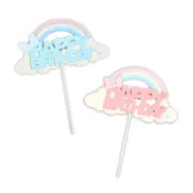 彩虹HB插旗-粉/藍【佳瑪】蛋糕插旗 慶生道具 生日快樂 週歲 烘培 蛋糕裝飾 生日佈置