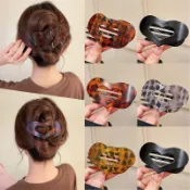 鮑魚夾女士高級 2025 年新款 Love Disc Hair God 工具,骨骼鴨嘴夾