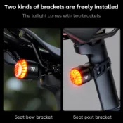 WEST BIKING 智能自行車尾燈 36 LED 80 流明高亮自行車尾燈 Type-C 可充電快速釋放騎行警示燈,
