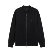 (店+)【TOMMY HILFIGER】MW0MW44255 商務休閒青年棒球領雙拉鏈寬鬆開衫外套針織衫 男款