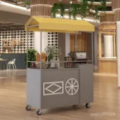 【夜市擺攤餐車 推車 移動三輪車】限時免運商場試喫臺售賣車酒店產品展會小喫車夜市移動攤位車擺攤推車鐵藝