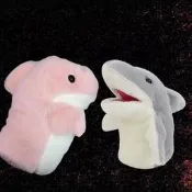 可愛海洋動物鯊魚手偶手套毛絨玩具兒童安撫玩偶搞怪錶演道具安撫布偶 嬰兒安撫玩偶 寶寶安撫巾 陪睡玩偶