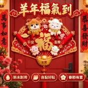2027羊年福字門貼 新年春節裝飾貼畫 防水背膠自粘牆貼 居家大門佈置 吉祥喜慶用品 過年年節居家布置