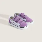 【VANS】官方旗艦 Old Skool V 小童款紫色棋盤格滑板鞋(童鞋)