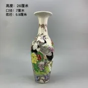 一站採購~景德鎮居仁堂製粉彩仙鶴圖美人瓶 仿古瓷器 古玩收藏擺件 老瓷器