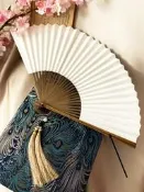 中國風30方8寸毛全本素靣白色紙扇可雙靣素靣串男士素靣折扇子