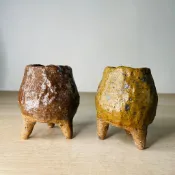 ✨ 手捏感高腳陶盆｜多肉 仙人掌 黑松真柏 山烏龜 苔球蕨類 空氣鳳梨 種子盆栽 茶席擺飾 台灣出貨
