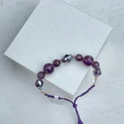#220409 Macrame 南美蠟線 紫鈦晶 手鍊