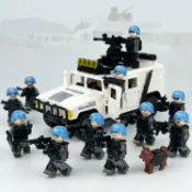 全球選品1館 生活百貨 套餐武維和部隊特警車盾兒童拼裝積木玩具小顆粒人仔