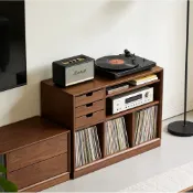 影音室設備櫃 功放架音響櫃 hifi功放櫃 功放機櫃層板 實木黑膠唱片櫃 帶抽屜可調節層板 客廳cd收納櫃唱片機櫃儲物架