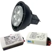 【Philips 飛利浦】1組 LED 6.5W MR16杯燈 12V 黃光 24度 藍盒(不可調光)+ET-E15 110V ET-E10 220V變壓器