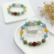 (店+)【山水之寶】水晶手鍊 知性系列 浩然正氣 馬來玉 阿拉善彩虹石蜜蠟銀葉玉 戰國紅瑪瑙 999純銀貔貅 手珠 手飾 飾品 手串